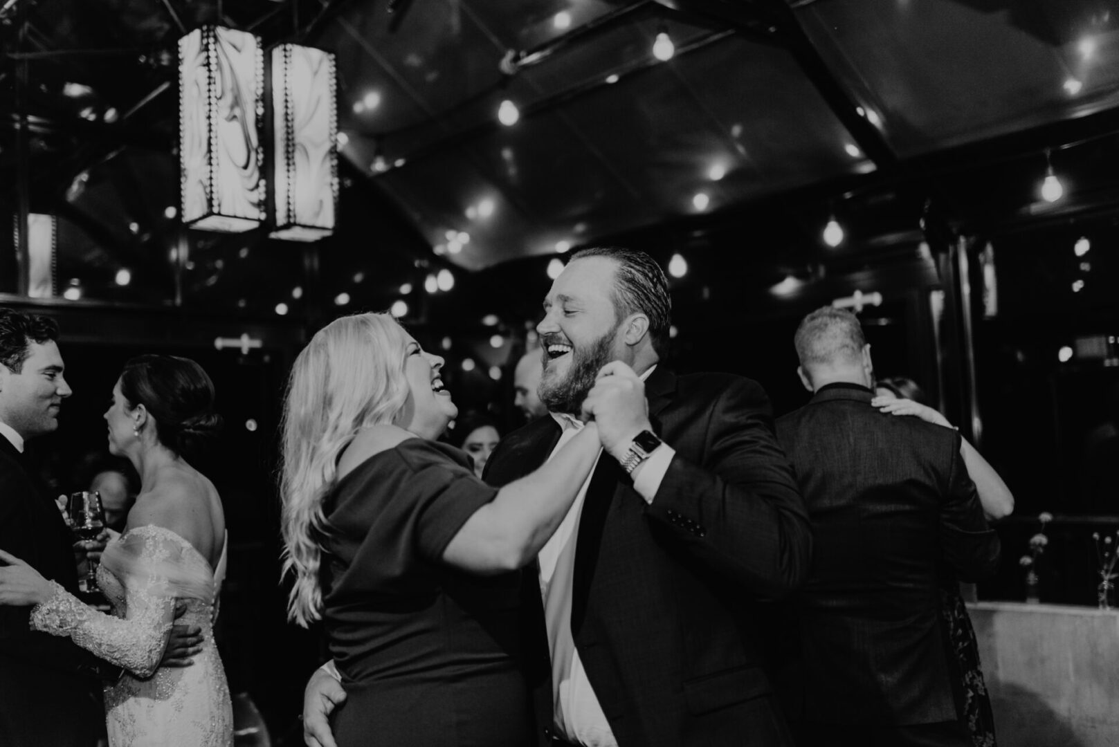 Black and White photo of couple dancing